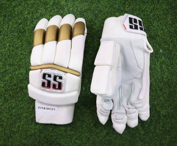 SS Pro Test Batting Gloves – White & Gold